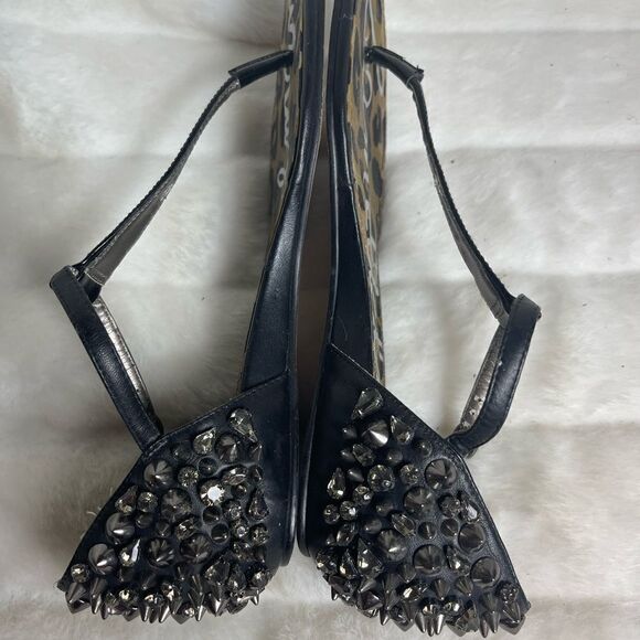 Sam Edelman Black patent &soft leather thong sandals spikes& Jewels accent SZ7.5 - Picture 11 of 11